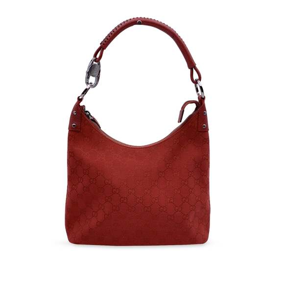 Gucci Bags Gucci Red Monogram Canvas Hobo Shoulder Bag Tote Poshmark